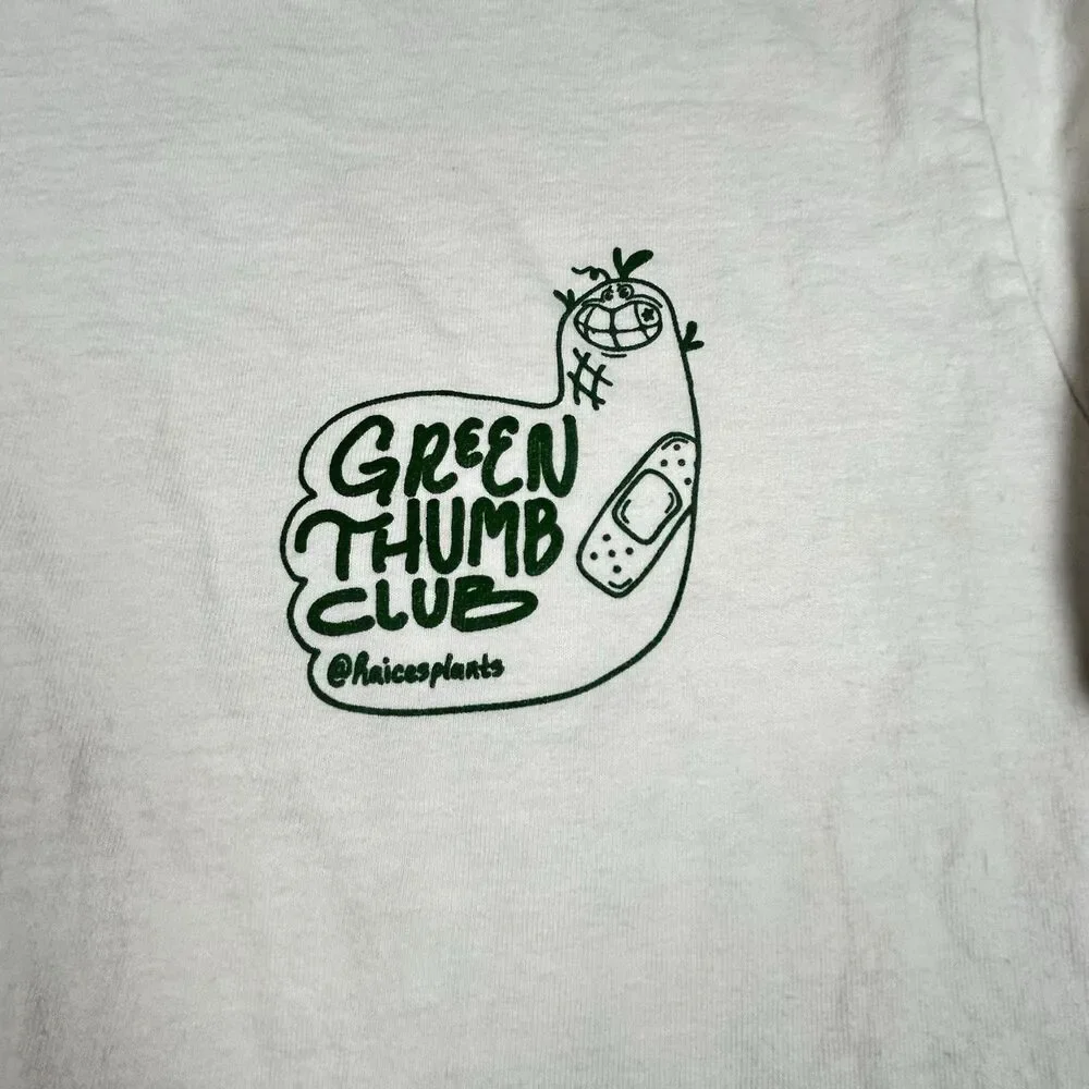 Green Thumb Club on Shaka Wear Cropped Cotton T-shirt Cream & Green Graphic Med - Picture 4 of 8